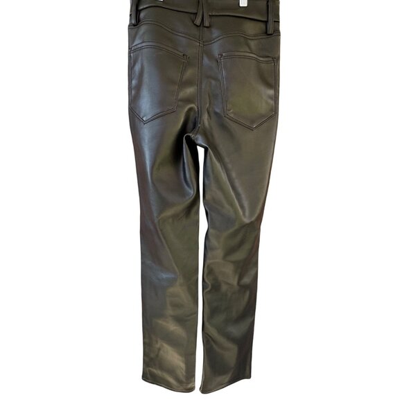 NWT Good American Womens Size 2/26 Black Faux Leather Straight Leg Pocket Pants - Picture 3 of 11
